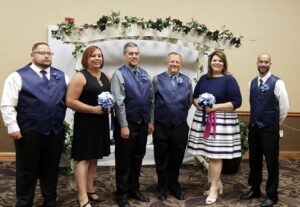 Stephanie Byers as a groomswoman in the marriage of Aaron and Gary, in Eureka Springs, Arkansas, 2018. Photo courtesy of Stephanie Byers.