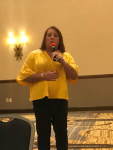 Stephanie speaks to several unions at Prairie Band Casino, in Topeka, Kansas, 2020. Photo courtesy of Stephanie Byers.