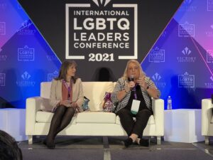 Stephanie speaking on a panel of elected transgender legislators, Washington DC, 2021. Photo courtesy of Stephanie Byers.