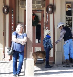 Stephanie on a street corner in Tombstone, Arizona, 2021. Photo courtesy of Stephanie Byers.