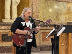 Stephanie performs at the Kansas State Capitol for Music in our Schools Month, in Topeka, Kansas, 2022. Photo courtesy of Stephanie Byers.