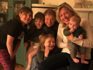 Cidny with his wife Tanya Bullens and his four grandchildren, Tobey, Hunter, Charles, and Rhys, on Christmas, 2019. Photo Credit: Reid Crewe. Photo courtesy of Cidny Bullens.