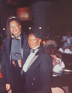 Betty (at left) posing with her colleague at dinner while attending the Junior Culinary Team competition at the American Culinary Federation’s National Culinary Convention, Washington, D.C., 1992. Photo courtesy of Betty Berrysmith.