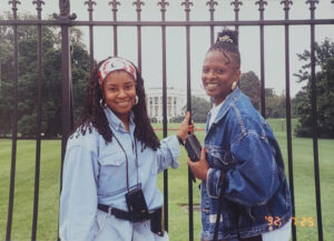 Betty (at left) posing with her colleague in front of the White House while attending the Junior Culinary Team competition, the American Culinary Federation’s National Culinary Convention, Washington, D.C., 1992. Photo courtesy of Betty Berrysmith.