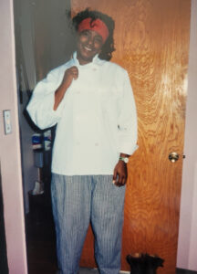 Betty dressed in chef’s whites for culinary school in 1998. Photo courtesy of Betty Berrysmith.