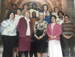 Fort Wayne Women’s Bureau Staff 6520 group-photo. In Fort Wayne, Indiana, 1980’s. Photo Courtesy of Harriet Miller and Monica Wehrle.