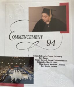 Harriet Miller’s honorary PHD and degree and ceremony announcement photos from Indiana University. In Fort Wayne, Indiana, 1994. Photo Courtesy of Harriet Miller and Monica Wehrle.