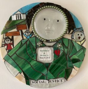 Stained Glass mosaic art piece made by Harriet Miller’s sister-in-law honoring Harriet and Monica. Artist credit: Victoria Sparks, Nevada, 2014. Photo Courtesy of Harriet Miller and Monica Wehrle.
