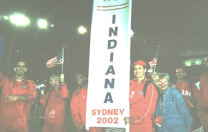Harriet Miller and Monica Wehrle with members of the Indiana team at the Gay Games 
in Sydney, Australia, 2002. Photo Courtesy of Harriet Miller and Monica Wehrle.
